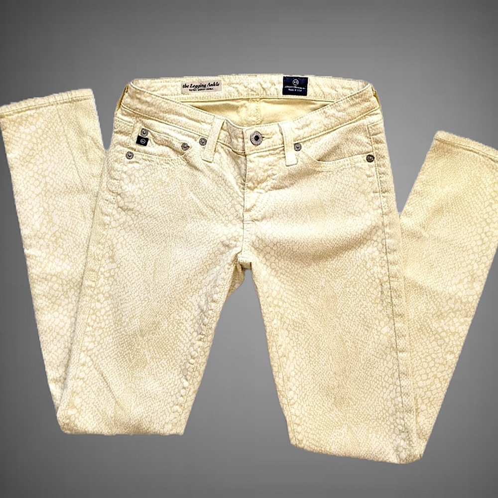 Adriano Goldschmied yellow/white snakeskin super skinny jeans Sz 27R